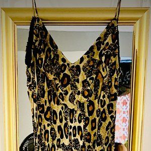 Sean Collection Leopard Print Beaded Gown